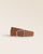 Notre ceinture Lorenzo Renouard en cuir vintage camel, vue de face en studio.