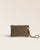 Notre pochette Emma Renouard en cuir veau velours truffe, vue de face en studio.