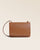 Notre pochette Fréhel Renouard en cuir vintage camel, vue de face en studio.