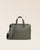 Notre sac cartable Boston en cuir façon vigogne kaki vu de face en studio.