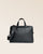 Notre sac Boston en cuir façon vigogne noir vu de face en studio. 