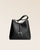 Notre sac Cob grand modèle en cuir façon vigogne noir vu de face en studio.