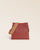 Notre sac Étrivière Renouard en cuir façon vigogne terracotta et bandoulière coton camel, vu de face en studio.