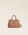 Notre sac New-York mini modèle en cuir façon vigogne fauve vu de face en studio.