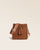 Notre sac Tilbury Renouard en cuir veau velours noisette, vu de face en studio.