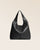Notre sac Valentine Renouard en cuir lisse noir, vu de face en studio.